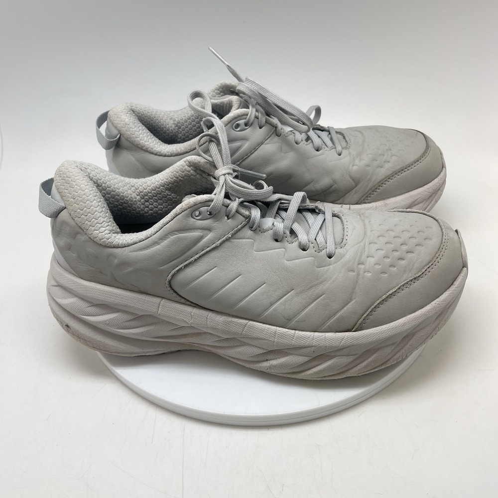 Hoka One One Bondi SR Sneakers Womens 10.5 Gray 1110521 HMLR Leather Work Shoes